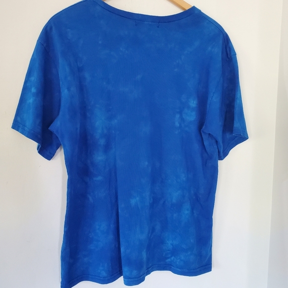 GUAVA BEACH Women M Kona Hawaii Royal Blue Silver Floral Tie Dye T Shirt SS EUC - Picture 8 of 11